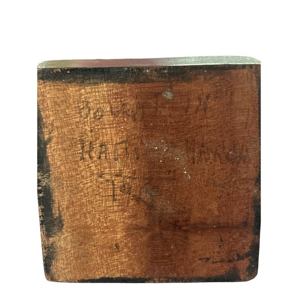 Vintage Haitian Wood Sculpture With Brass Adornments & Earrings Handcrafted - Picture 8 of 13